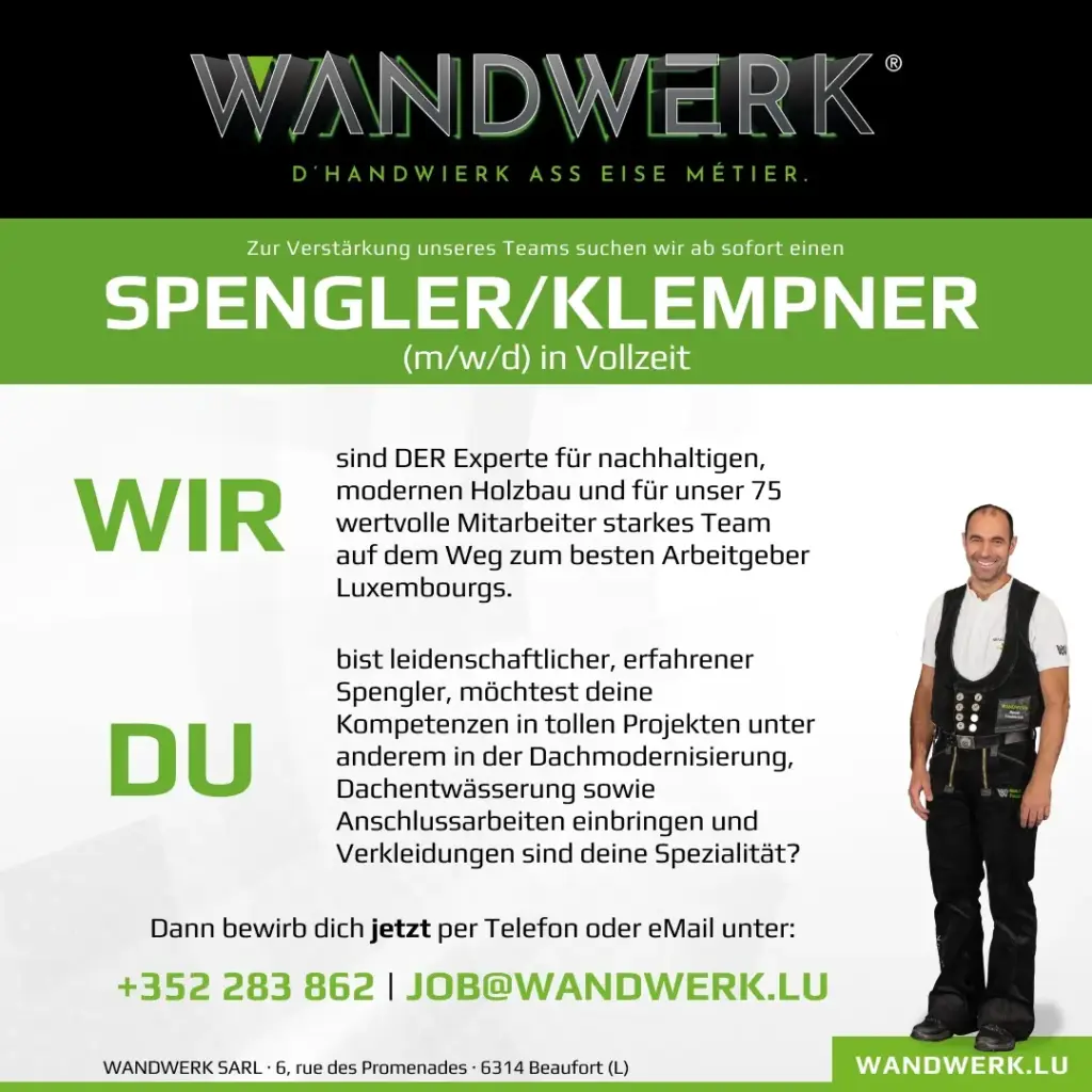 wandwerk stellenanzeige spengler
