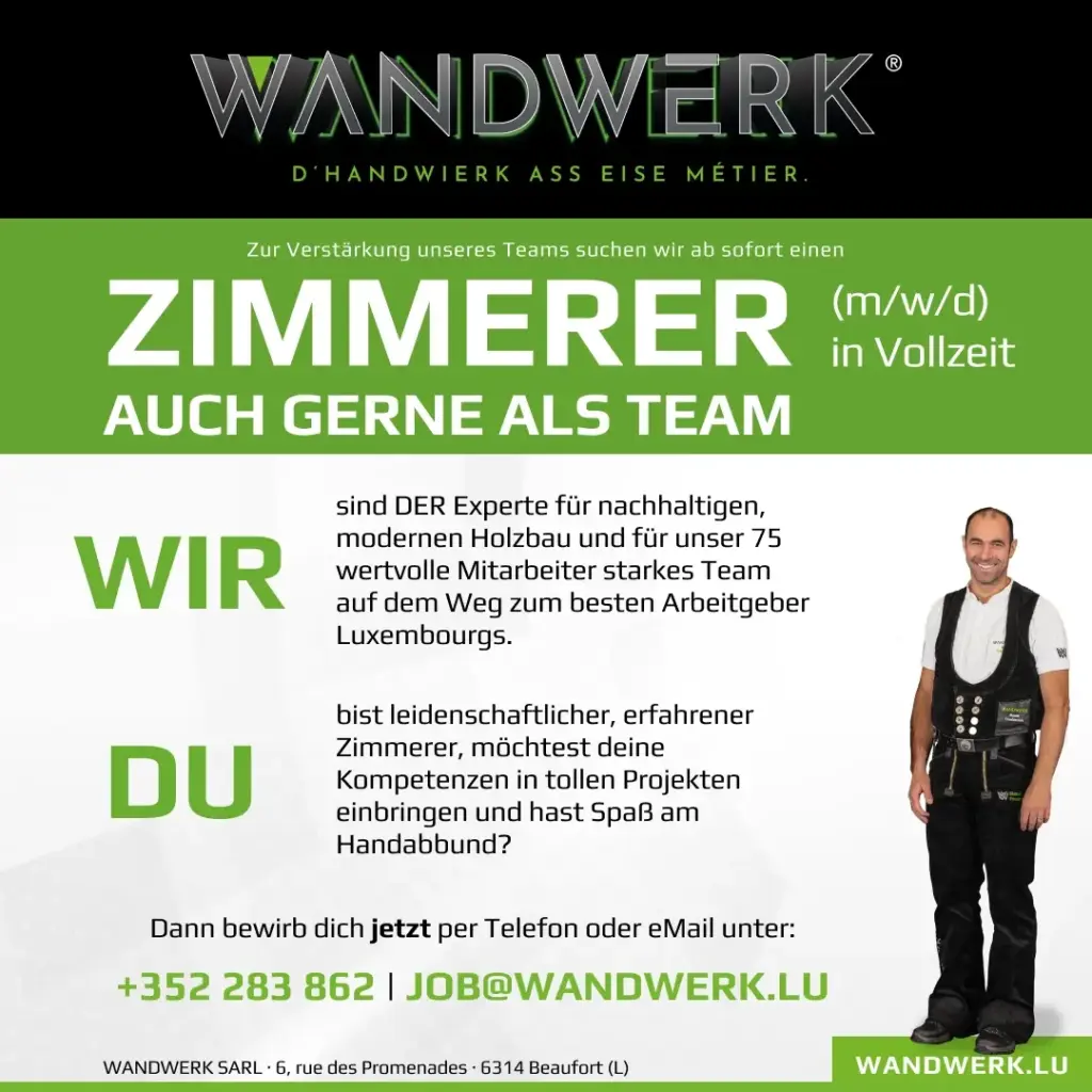 wandwerk stellenanzeige zimmerer